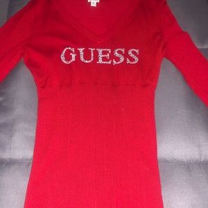 Red long sleeve stretchy Guess sweater